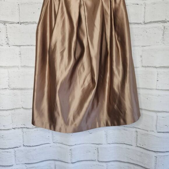 Bill Levkoff Womens Brown Gold Strapless Pleated Satin A-Line Mini Dress Size 6 - Picture 5 of 14